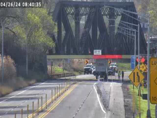 Truck has struck the railroad bridge